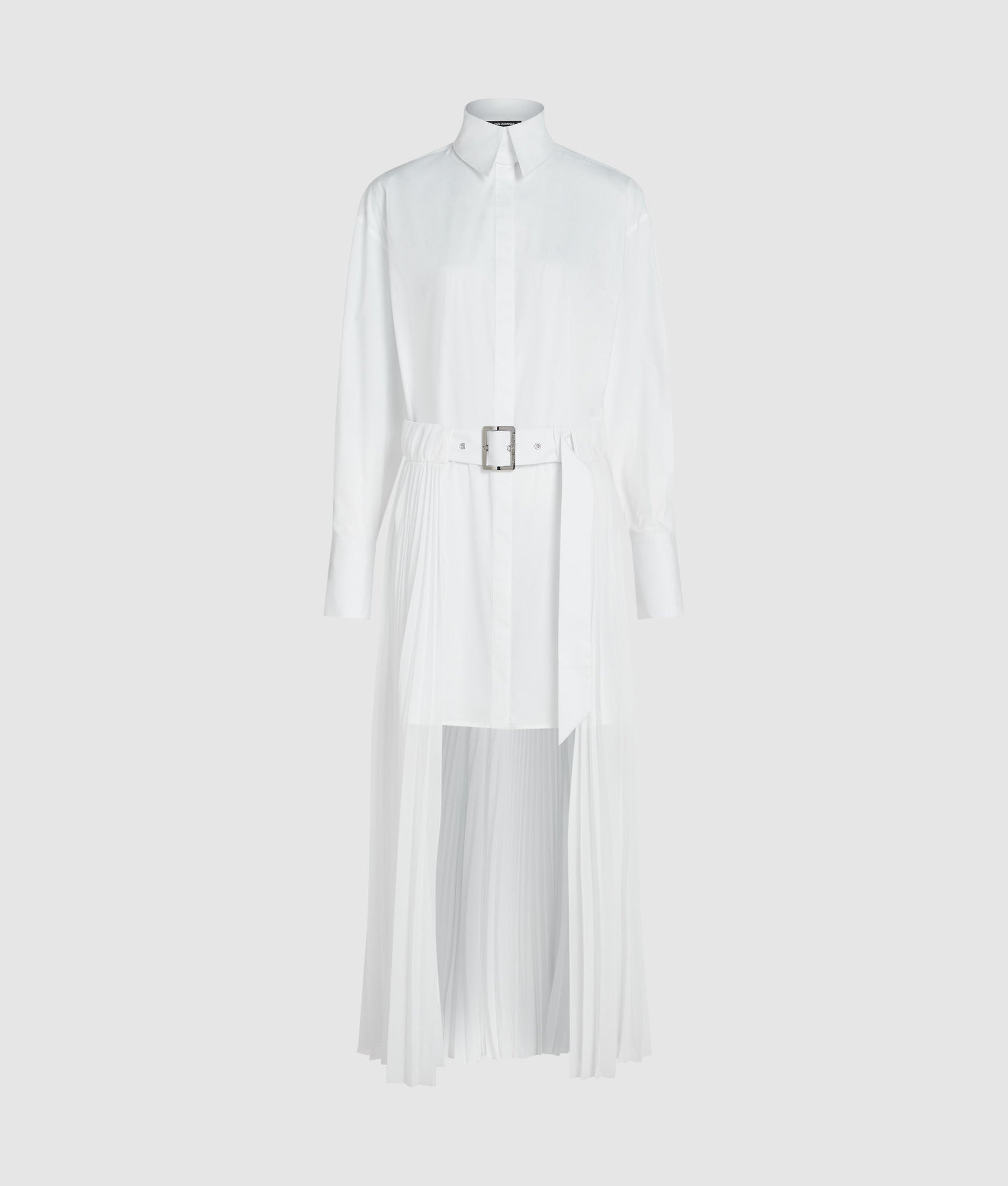 Pleated panel shirt dress