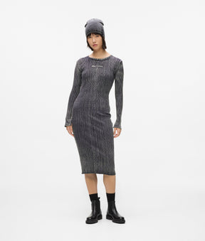 Ribbed long-sleeved dress