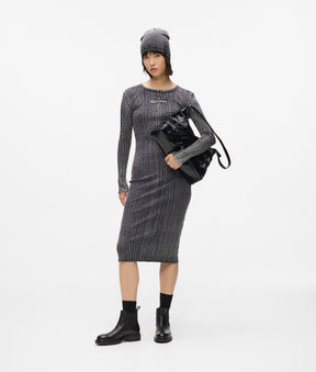 Ribbed long-sleeved dress