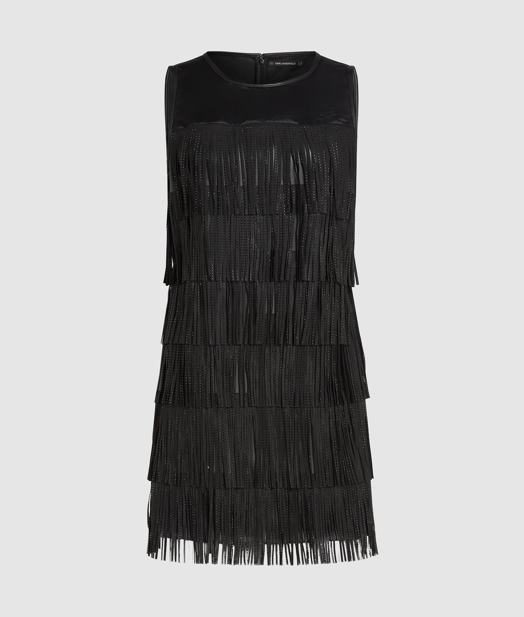 Faux leather fringe dress