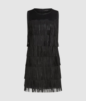Faux leather fringe dress
