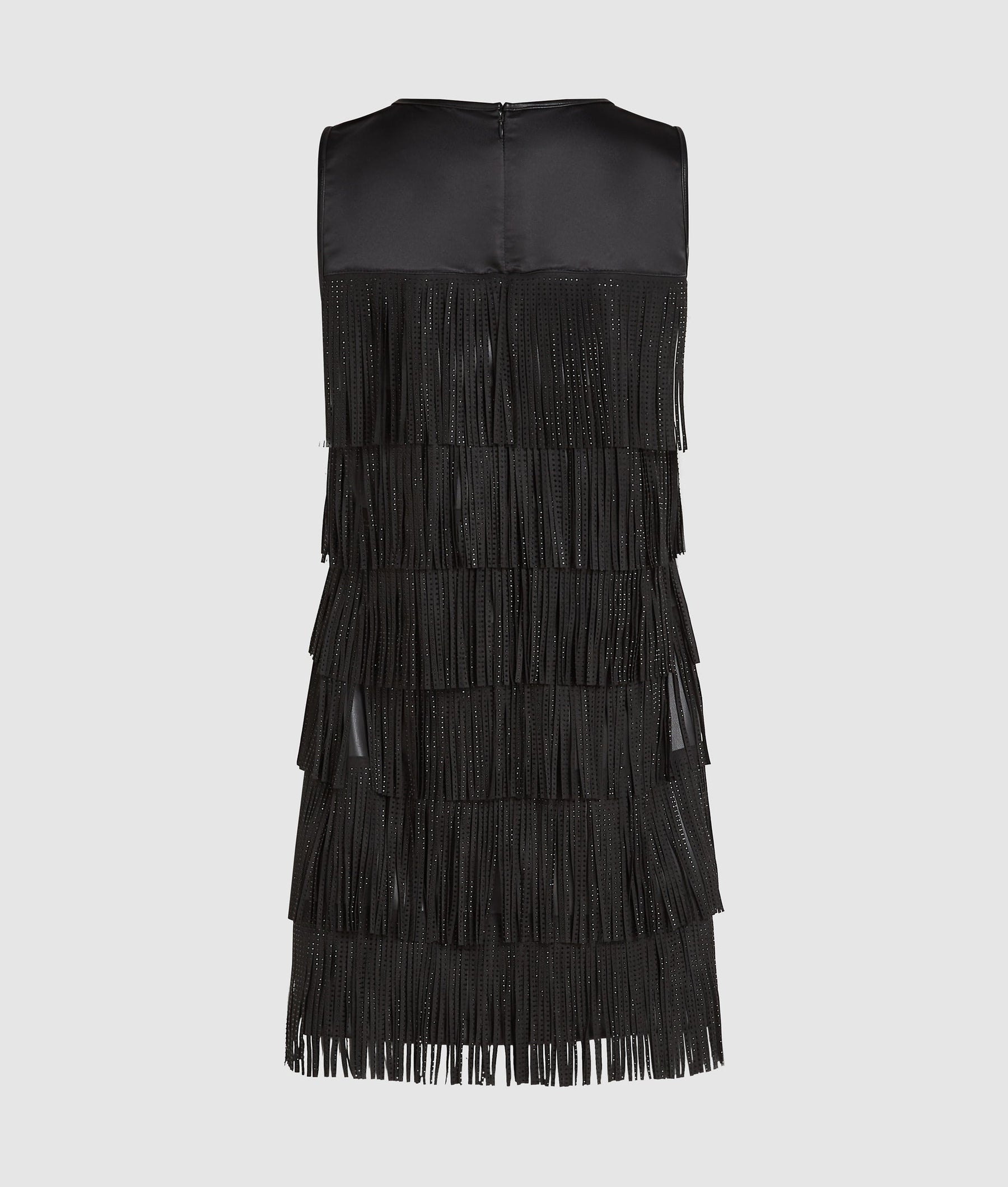 Faux leather fringe dress