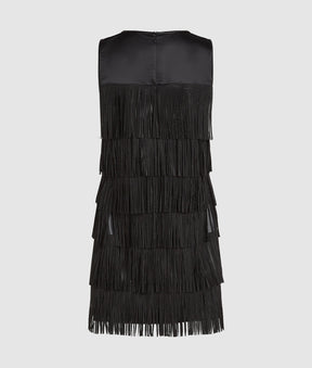 Faux leather fringe dress