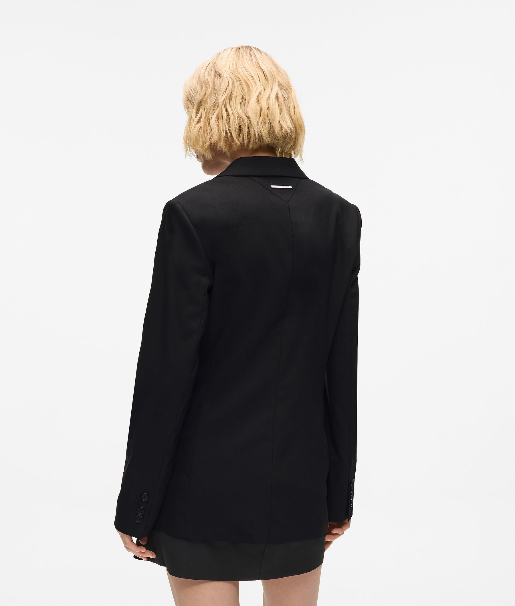 Belted contrast lapel blazer