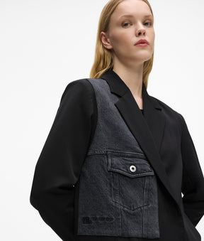 Denim panel blazer