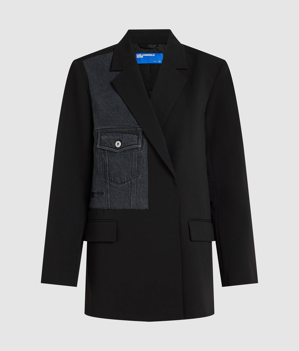 Denim panel blazer