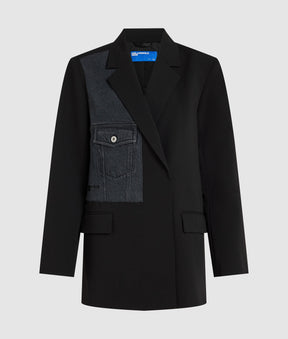 Denim panel blazer