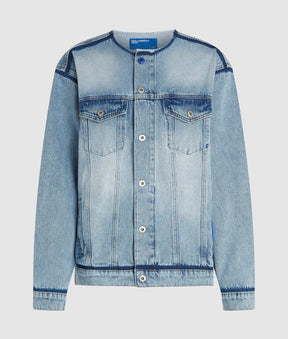 Collarless denim jacket