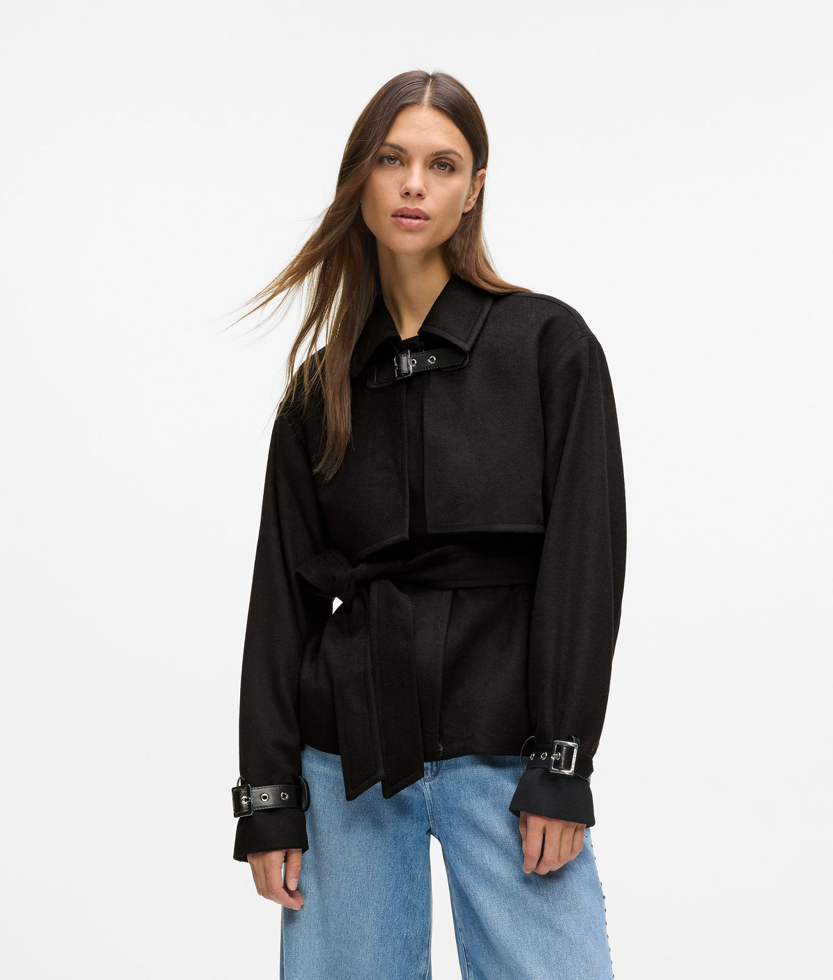 Short wool-blend coat