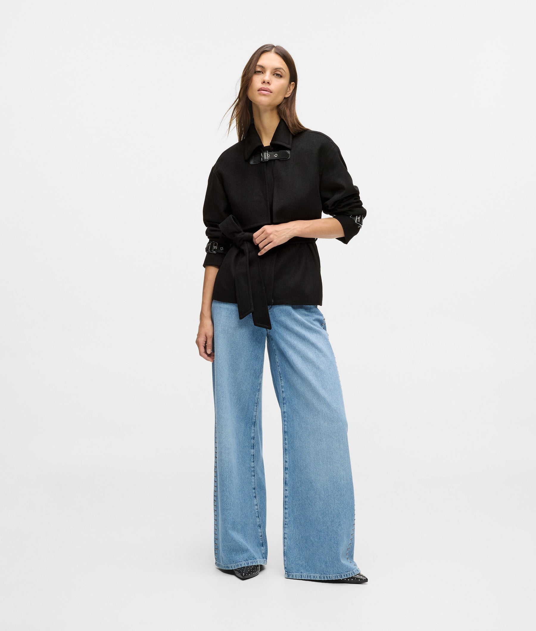 Short wool-blend coat