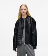 Faux leather bomber jacket