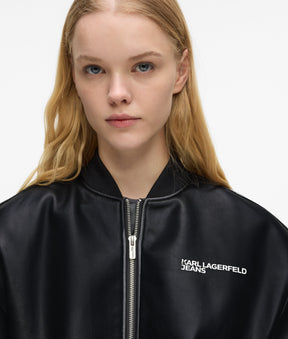 Faux leather bomber jacket