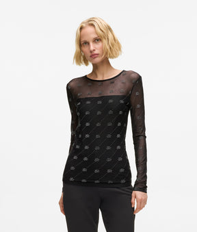 Rhinestone Autograph mesh top