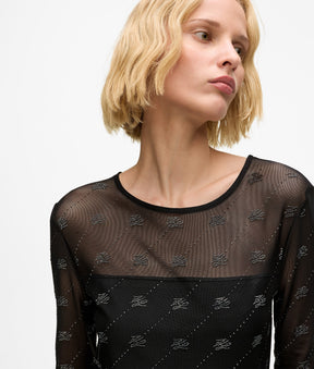 Rhinestone Autograph mesh top