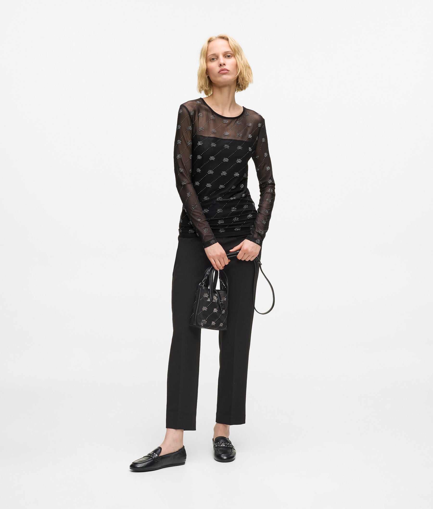 Rhinestone Autograph mesh top