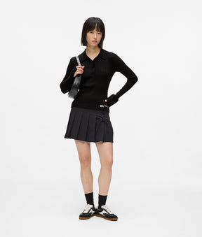 Long-sleeved knitted polo shirt