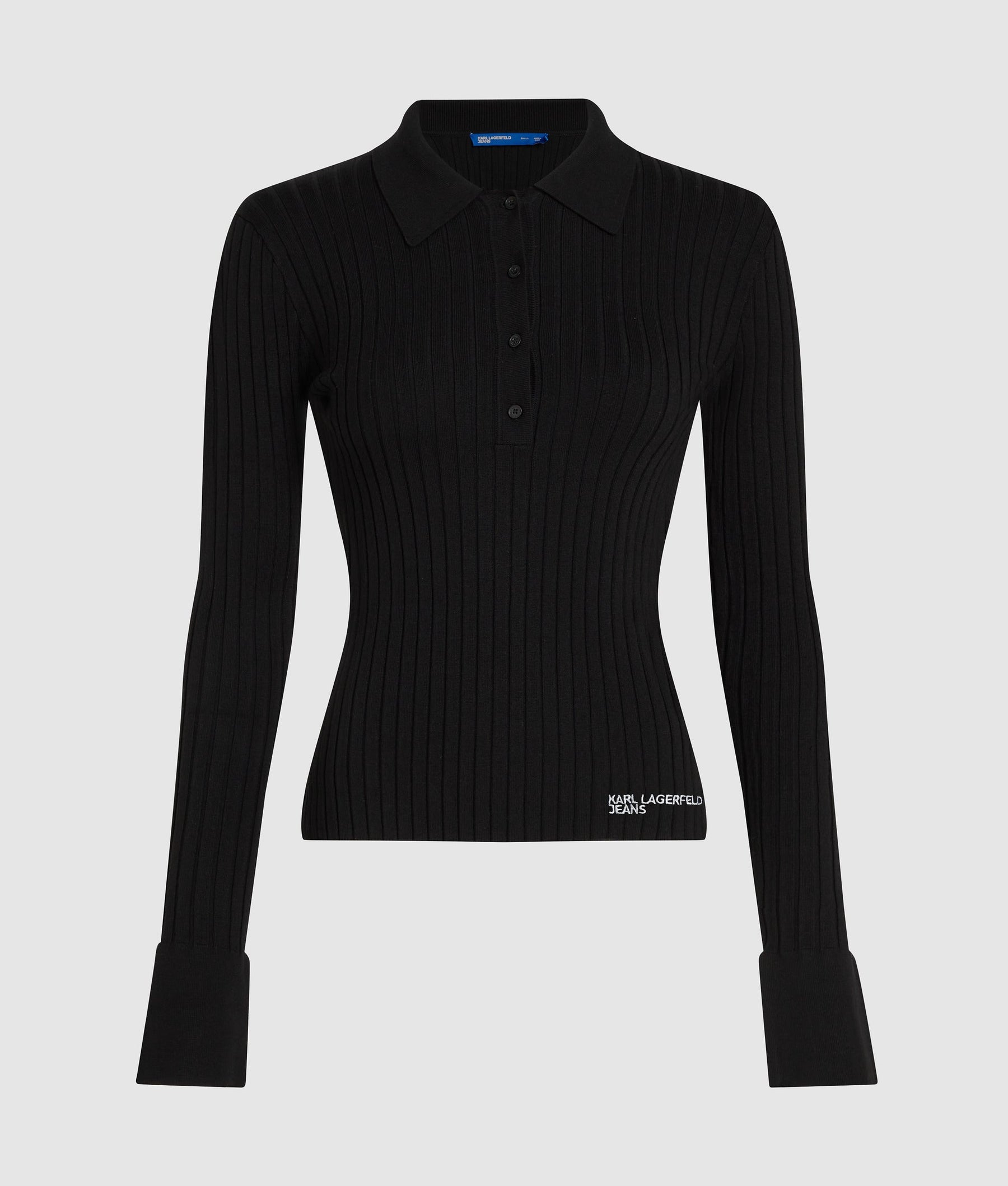 Long-sleeved knitted polo shirt