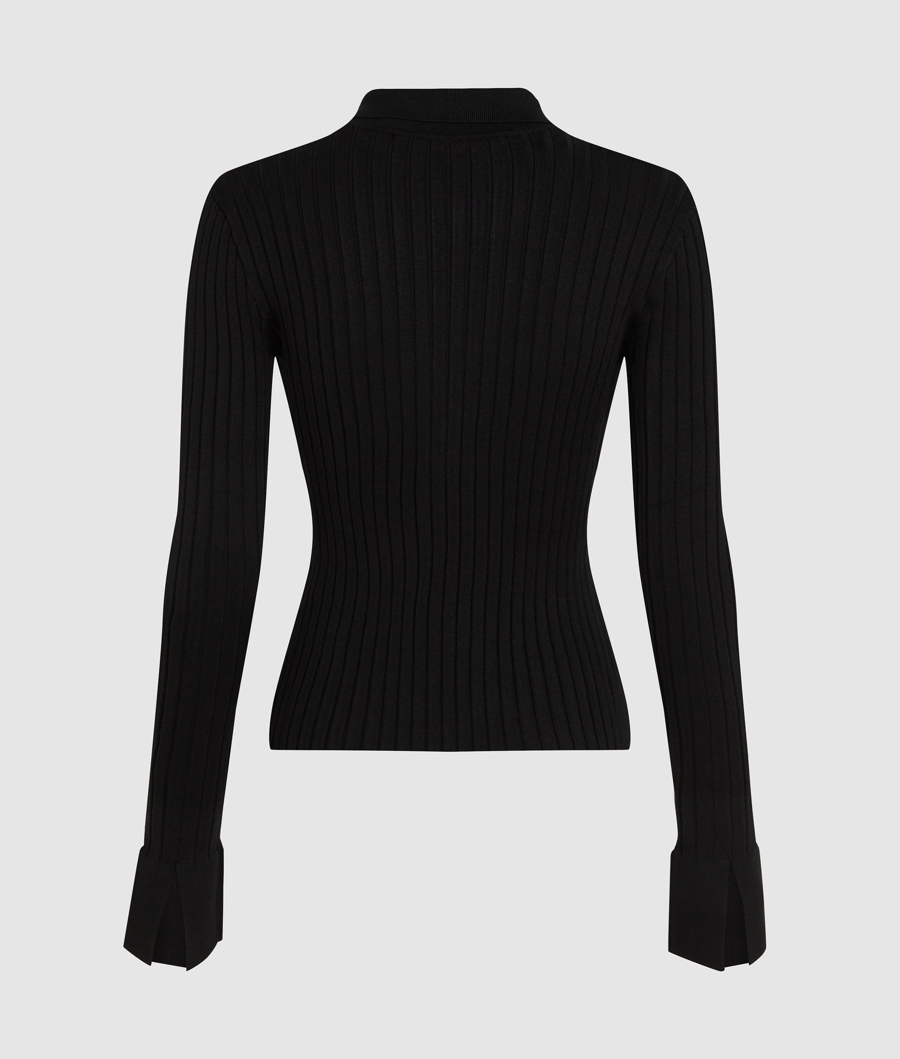 Long-sleeved knitted polo shirt