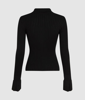 Long-sleeved knitted polo shirt