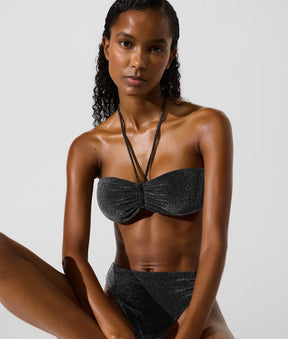 Metallic bandeau bikini top
