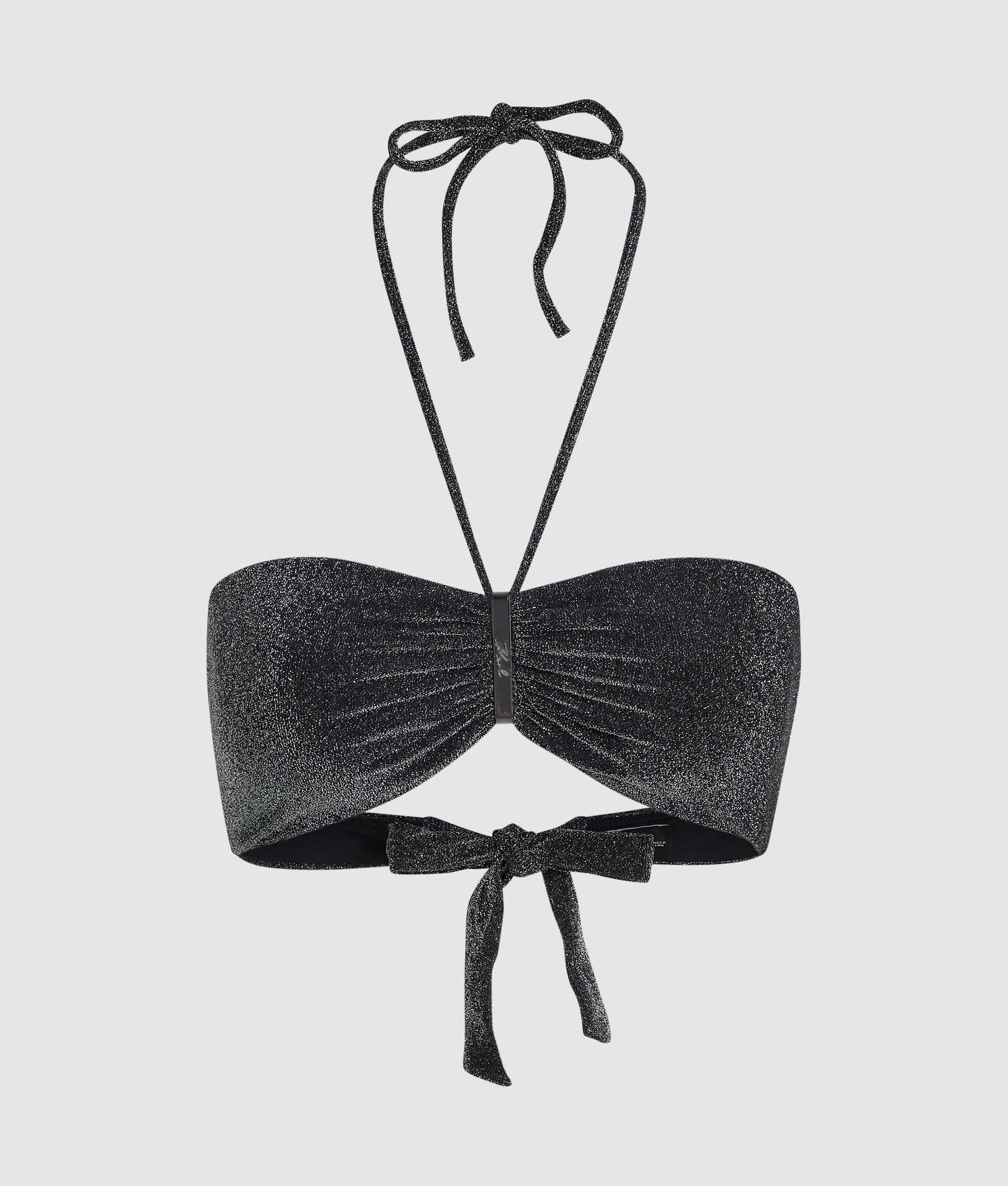 Metallic bandeau bikini top