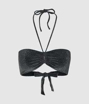 Metallic bandeau bikini top