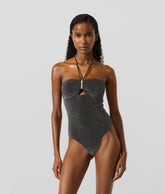 Metallic halterneck swimsuit