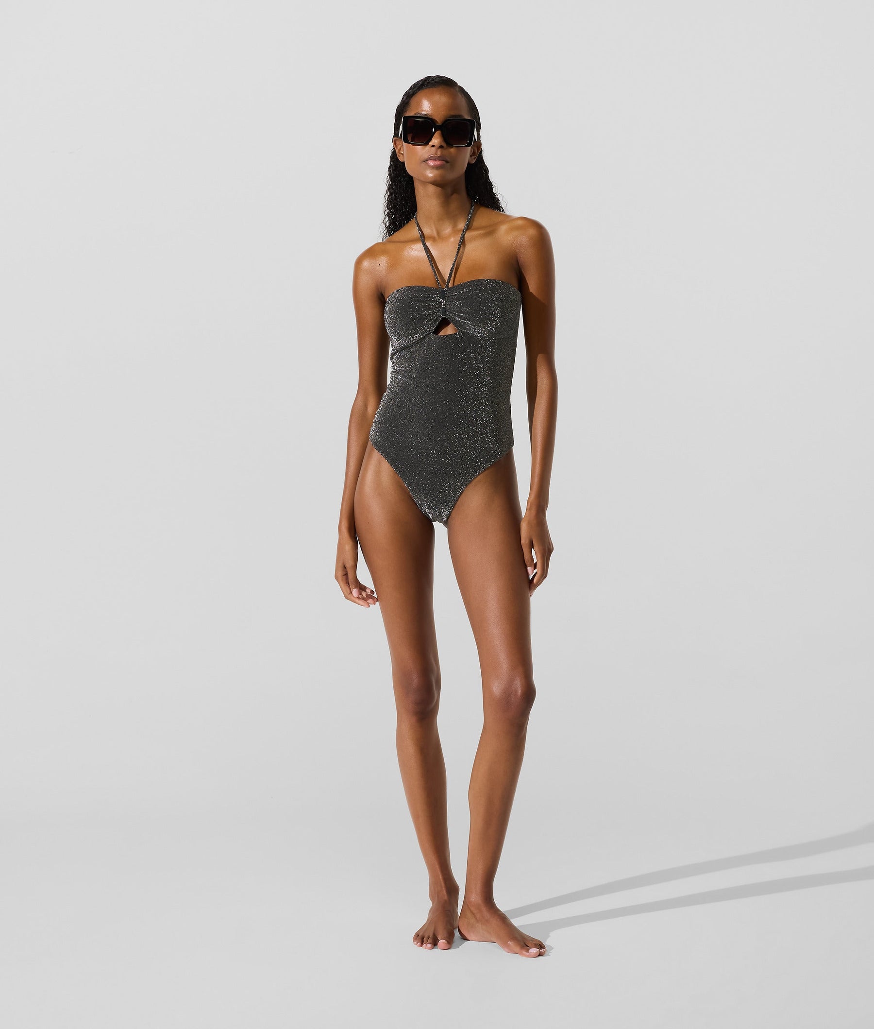 Metallic halterneck swimsuit