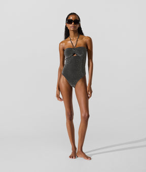 Metallic halterneck swimsuit
