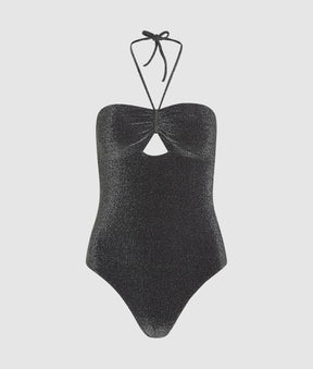 Metallic halterneck swimsuit