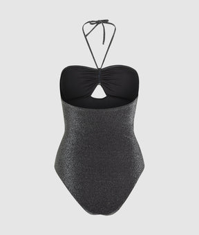 Metallic halterneck swimsuit