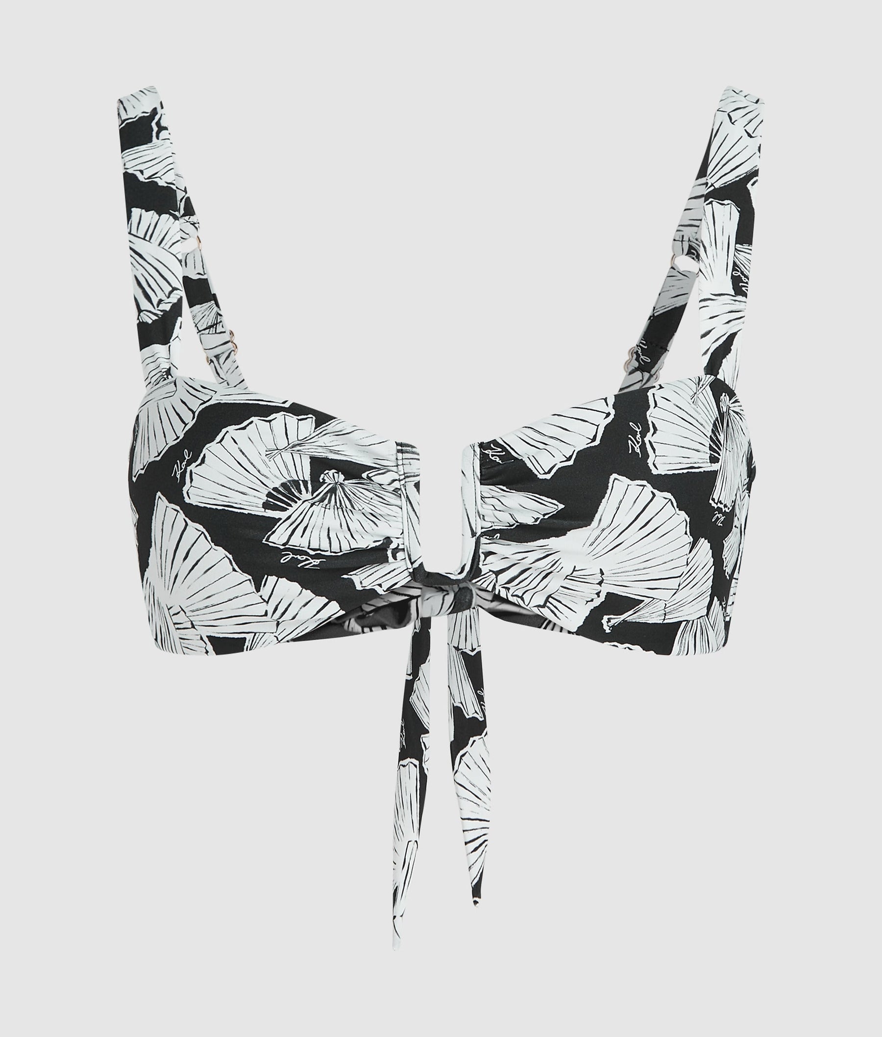Fan print bikini top