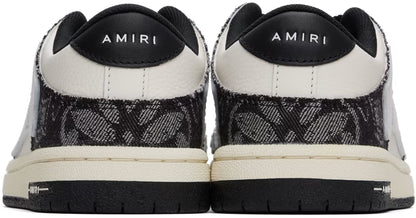 AMIRI Women White & Black Bandana Denim Skel Top Low Sneakers