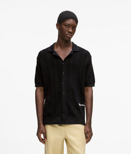 Short-sleeved knit polo shirt