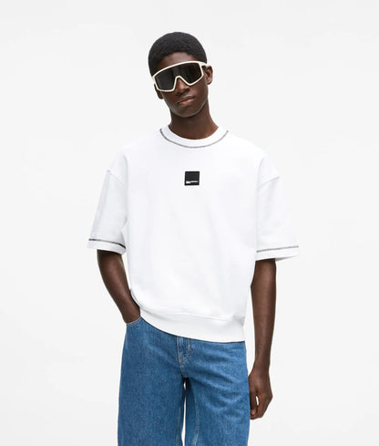 Short-sleeved contrast stitch sweatshirt