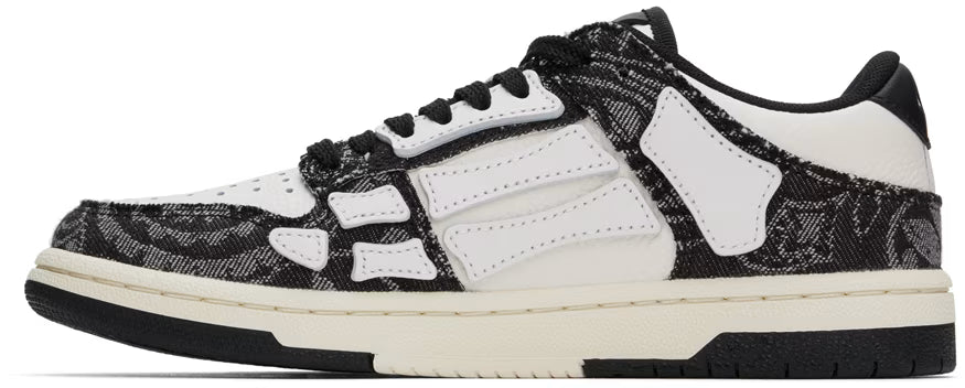 AMIRI Women White & Black Bandana Denim Skel Top Low Sneakers