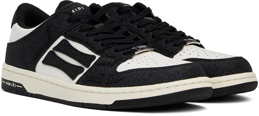 AMIRI White & Black Shimmer Skel Top Low Sneakers