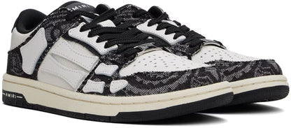 AMIRI Women White & Black Bandana Denim Skel Top Low Sneakers