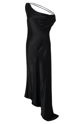 Yvette Slip Maxi Dress With Asymmetrical Hem - Black