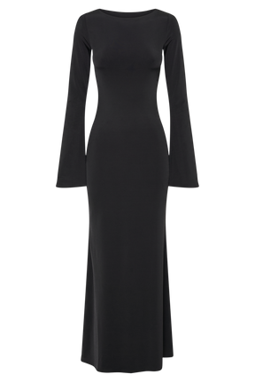 Tarna Slinky Fishtail Maxi Dress - Black