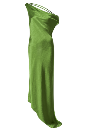 Yvette Slip Maxi Dress With Asymmetrical Hem - Emerald