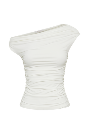 Alayna Recycled Nylon Ruched Top - White