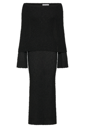 Marisol Off Shoulder Boucle Maxi Dress - Black