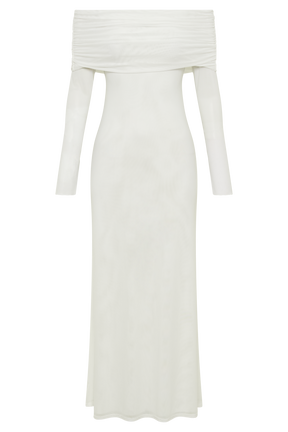 Josie Off Shoulder Mesh Maxi Dress - Ivory