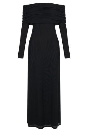 Josie Off Shoulder Mesh Maxi Dress - Black