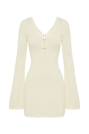 Kayleigh Crochet Knit Mini Dress - White