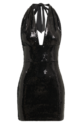 Carleigh Sequin Halter Mini Dress - Black