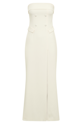 Abbie Strapless Suiting Maxi Dress - Ivory