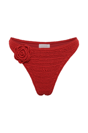 Valencia Rose Crochet Bikini Bottom - Red