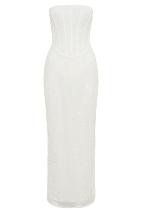Gemma Strapless Sequin Maxi Dress - White